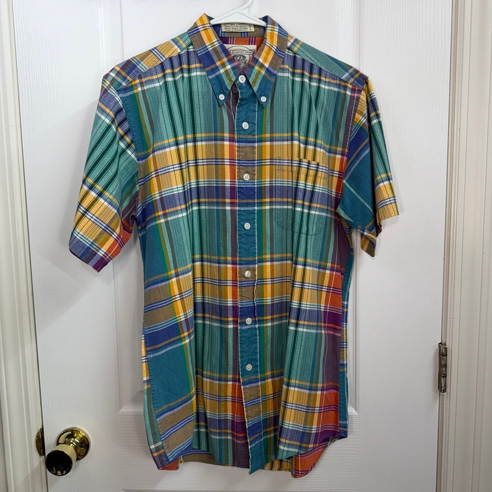 Vintage John Ashford Sport multicolored button down 60s 2-ply 100% cotton shirt